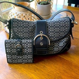 Coach black small c boho bag 6818 with matching wallet